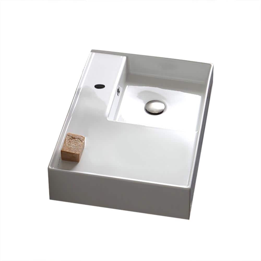 Scarabeo 17.3'' White Ceramic Rectangular Wall-Mount Bathroom Sink