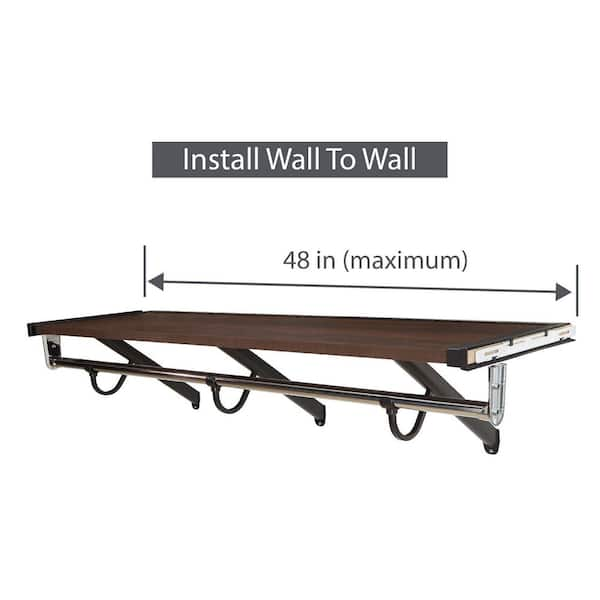 Chestnut Laminated Wood Wall Mounted Shelf 12 in. D x 48 in. L