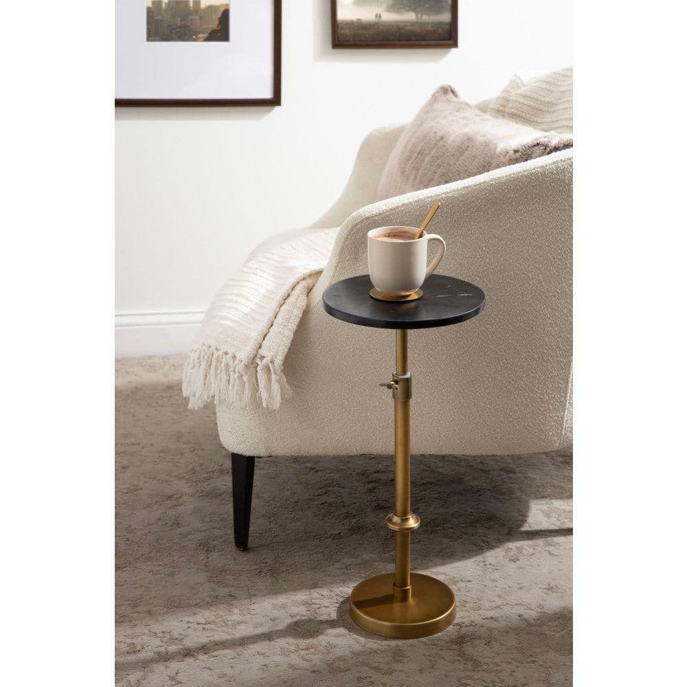 Engles 10.00 in. Gold Round Marble End Table - thumbnail 9
