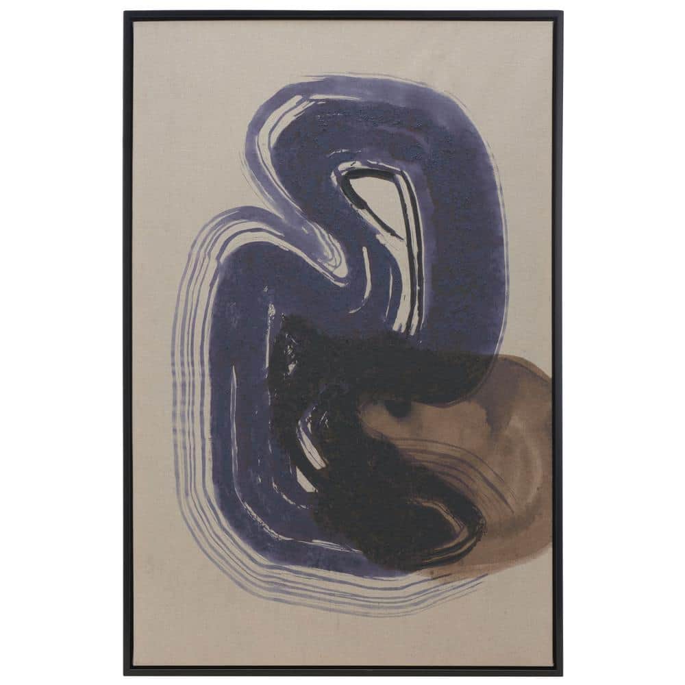 Continuity Abstract Blue and Beige Canvas Wall Art 24" x 36"