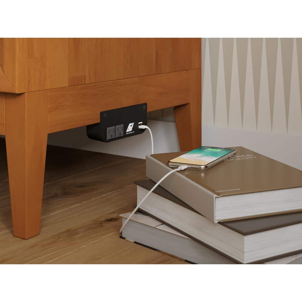 Santa Fe Light Toffee Twin Wood Murphy Bed Chest with Mattress and Charger