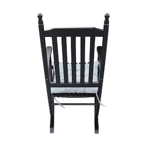 Black Populus Wood Outdoor Rocking Chair Armchair with High Back and Armrest, Rocker Slatted for Backyard, Garden, Porch
