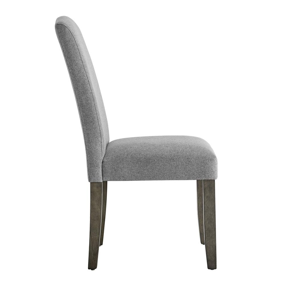 Emily Gray Upholstered Side Chair with Wood Legs