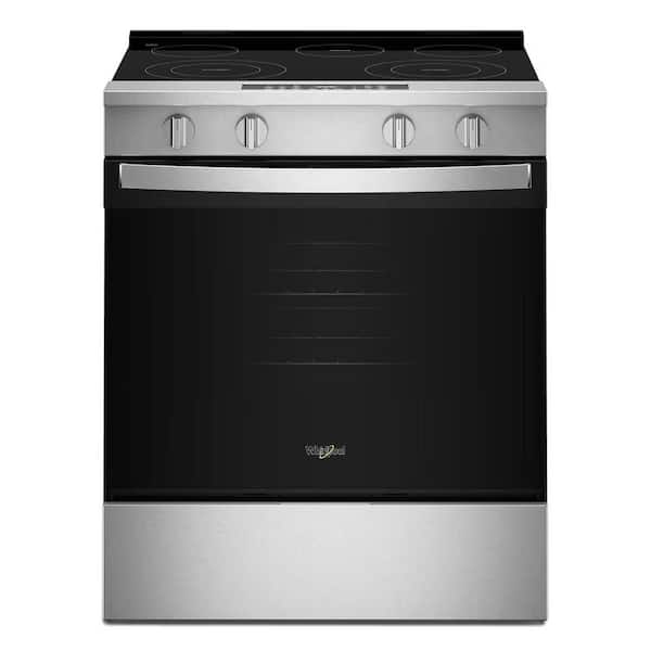 30 in. 5 Element Slide-In Electric Range in Stainless Steel with Air Cooking Technology and Steam Clean