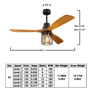 Light Pro 52 in Indoor Black Smart Solid Wood Ceiling Fan with Remote Control and 6 Speed DC Motor