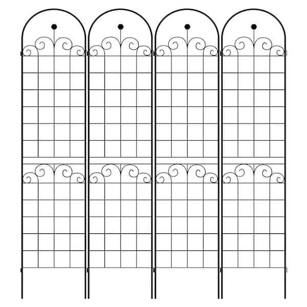 4-Pack 86.7 in x19.7 in Metal Garden Trellis for Climbing Plants, Garden Trellis, Large Decorative Outdoor Trelli, Black