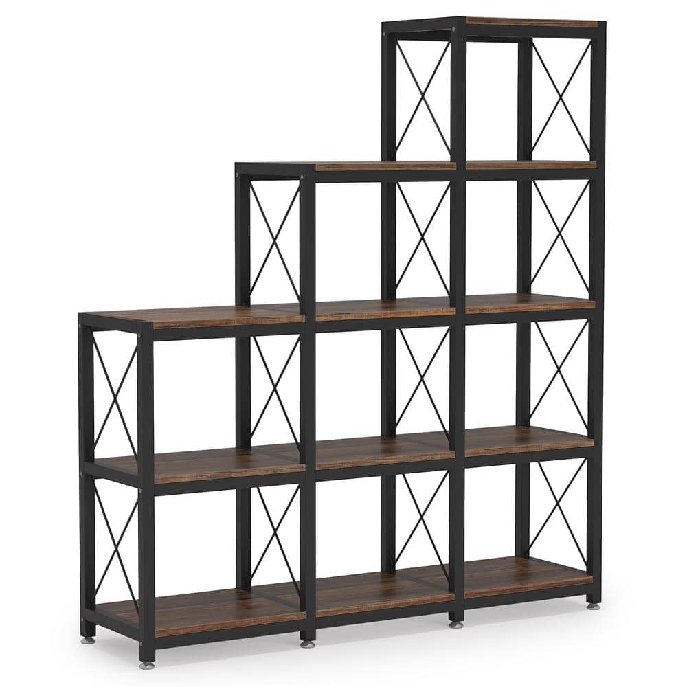 GIOTORENT 4 Tier Book Shelf, Small Bookshelf Storage Organizer, Tall Narrow  Bookcase with Storage Shelves, Wooden Industrial Office Shelves for