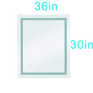 30 in. W x 1 in. H Small Rectangular Frameless Wall Bathroom Vanity Mirror in White