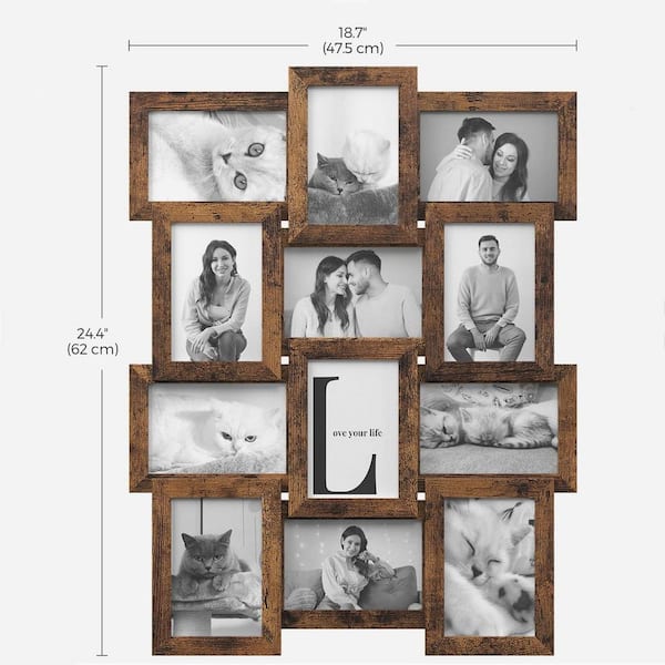 9 Pack 5 in. x 7 in. Black Wood Opening Dimensional Collage Frame