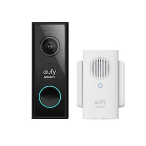 Video Doorbell 2K Wi-Fi Wireless Smart Video Camera with Chime - Black