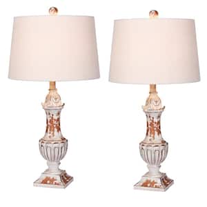 29.5 in. Antique Metallic Distressed Decorative Urn Resin Table Lamp (2-Pack)