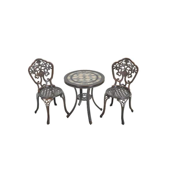 Clihome 3Piece Aluminum Set Outdoor Patio Set RustResistant Cast