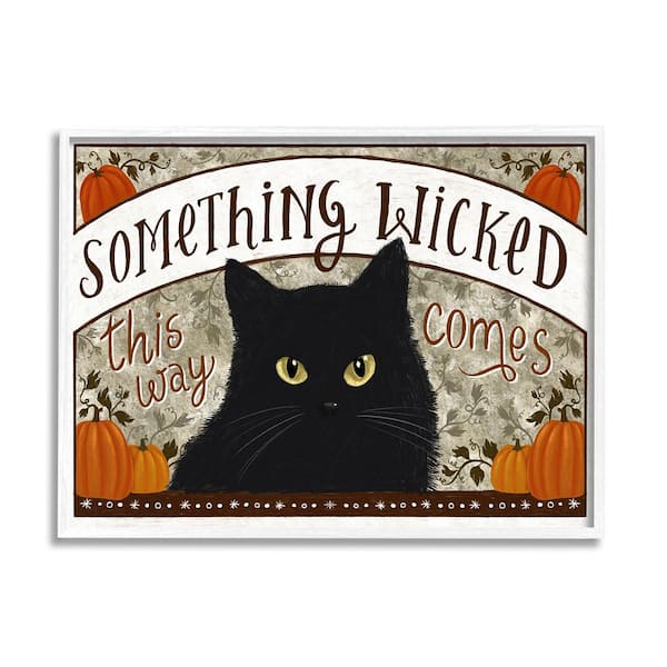Stupell Industries Something Wicked Black Cat by Raquel Maciel 1-Piece Framed Graphic Print Animal Poster Art Print 14 in. x 11 in.