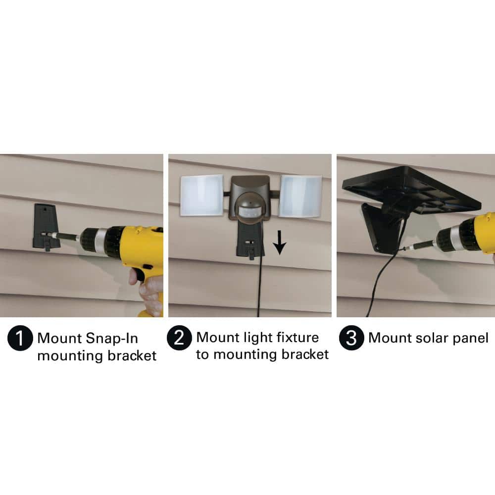 Bronze Solar Motion Activated Twin Head LED Flood Light