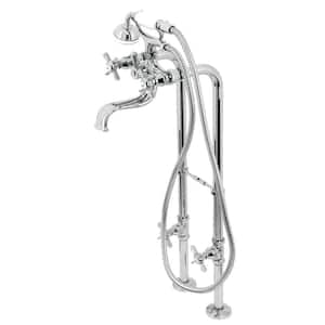 Essex 3-Handle Claw Foot Freestanding Tub Faucet with Supply Line Package in Chrome