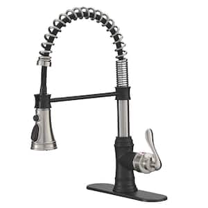 Single-Handle Pull-Down Sprayer 3 Spray High Arc Kitchen Faucet With Deck Plate in Brushed Nickel and Oil Rubbed Bronze