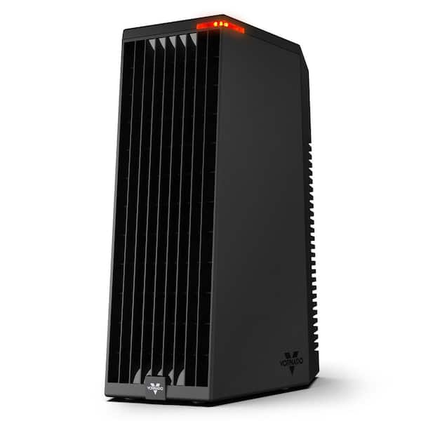 Rise 12H 900 Watts Black Indoor Electric Tower Fan Space Heater with Advanced Safety Features for Living Space