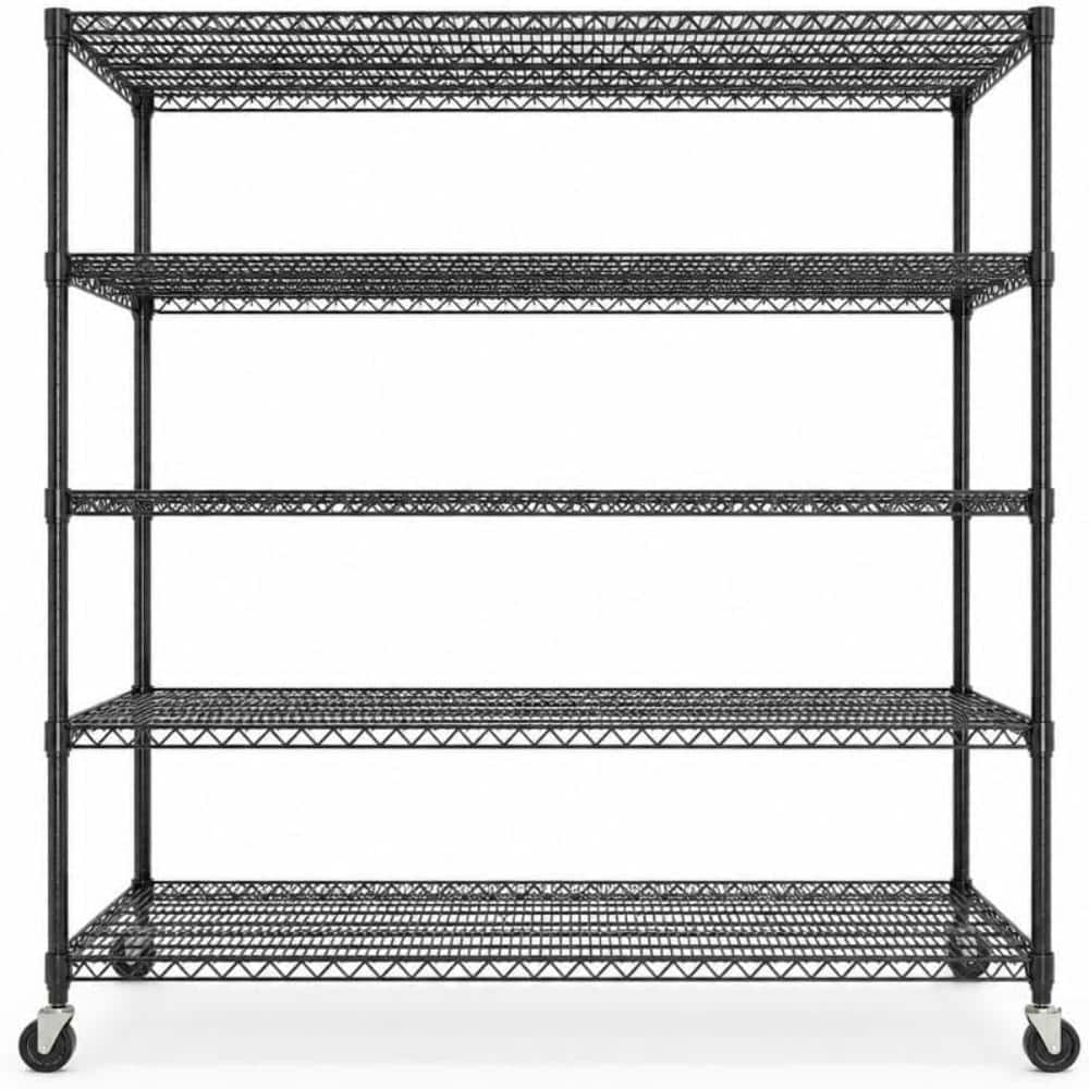 "59""Lx23.6""Wx82.6""H 5-Tier Rolling Wire Shelving Storage Shelving Unit, Mobile Metal Rack with 4"" Locking Casters" price history on PriceWatchPro