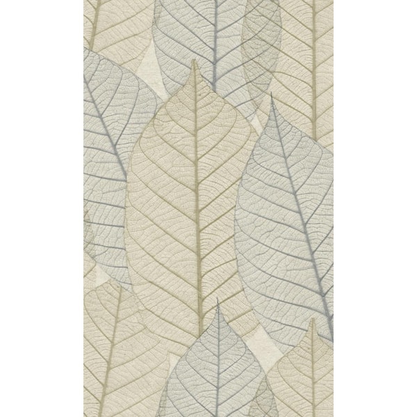 Walls Republic Blue Beige Botanical Dry Leaves Veins Double Roll Non-Woven Non-Pasted Textured Wallpaper 57 Sq. Ft.