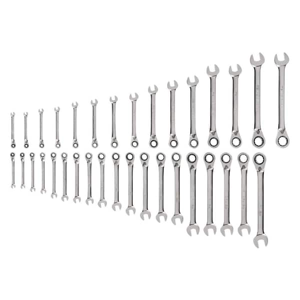 34-Piece (1/4-1 in., 6-24 mm) Reversible 12-Point Ratcheting Combination Wrench Set