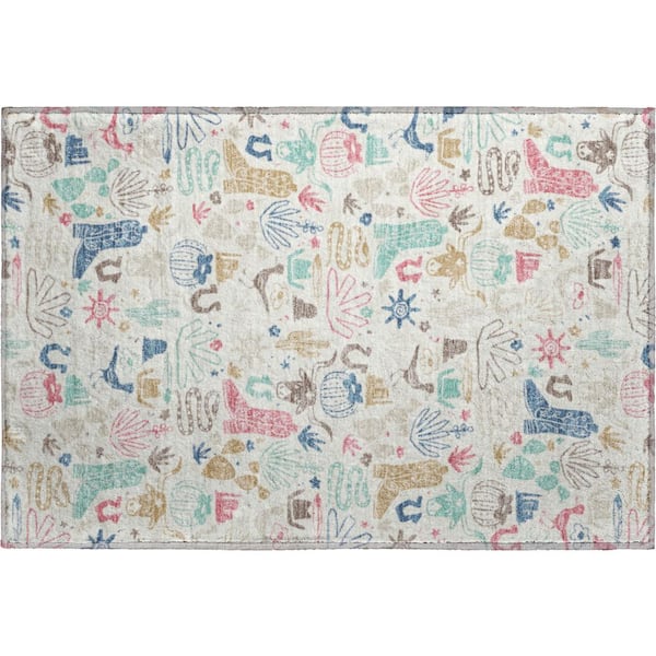 Mayfield Premium Machine Washable Abstract AMF2512 Linen 2 ft. x 3 ft. Accent Rug