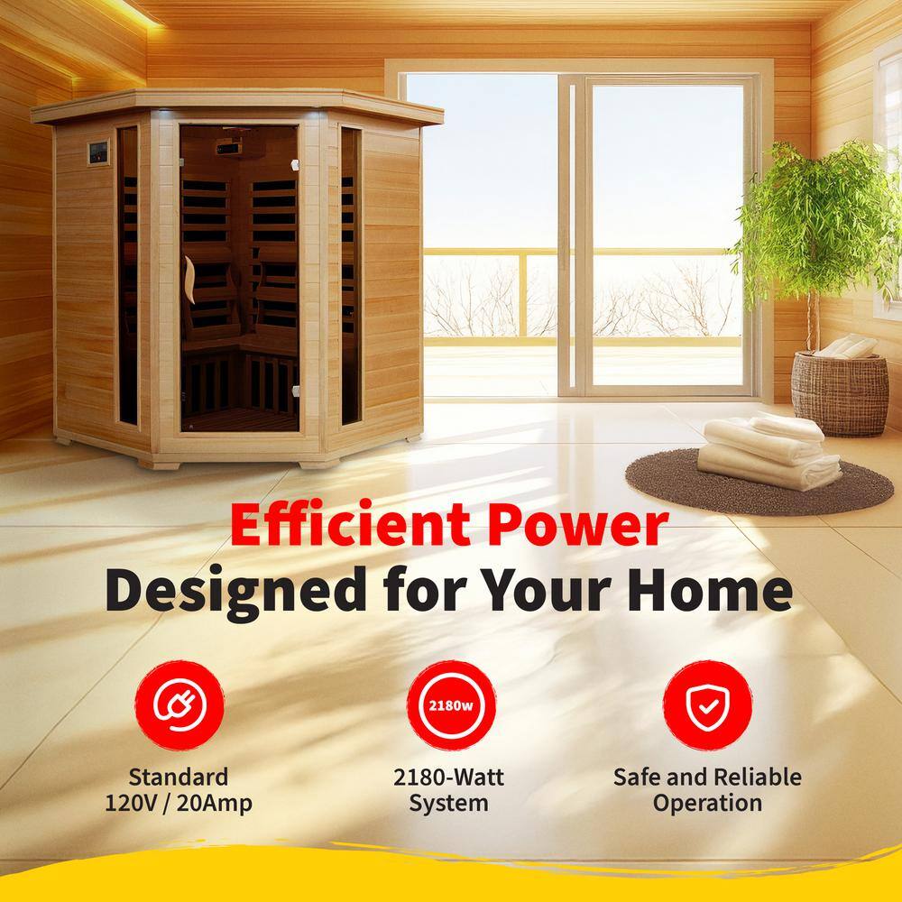 Hemlock 4-Person Corner Infrared Sauna with Carbon Heaters