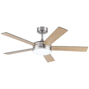 48 in. Indoor White Color Changing LED Brushed Nickel Ceiling Fan with Light, Remote Control and Reversible Blades