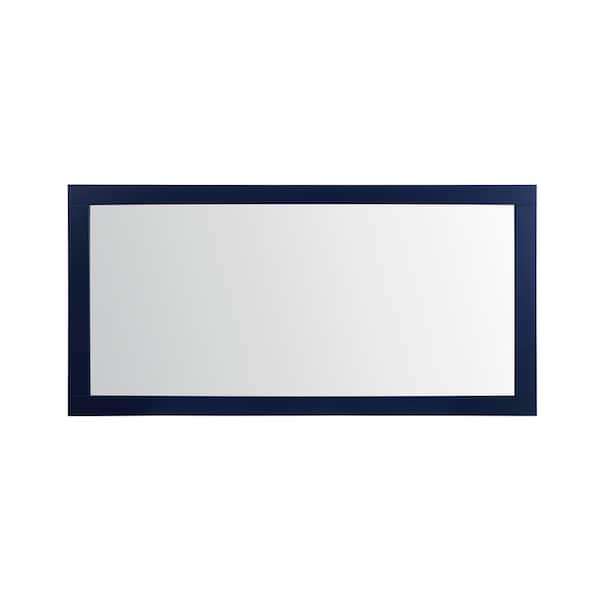 Unbranded Timeless Home 72 in. W x 36 in. H x Modern Wood Framed Rectangle Blue Mirror