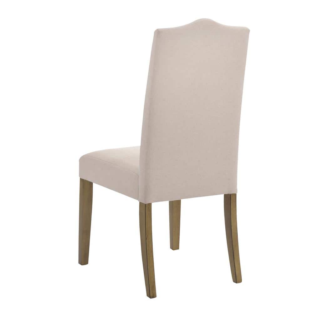 High-Back Harvest Oak Parsons Side Chair with Linen Upholstery
