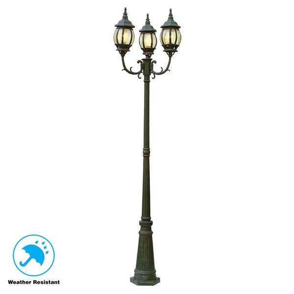 Unbranded Parkway 3-Light Outdoor Black Gold Lamp Post
