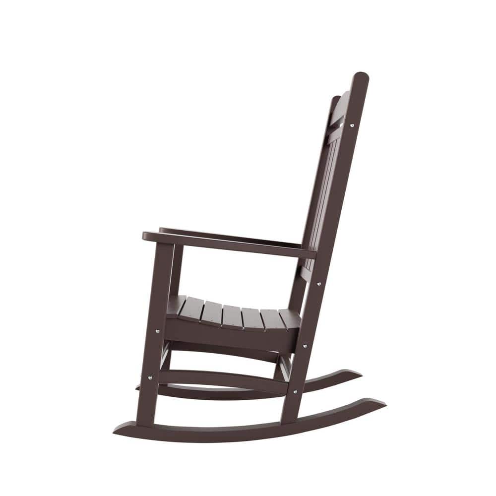 Laguna Dark Brown HDPE Outdoor Rocking Chair with Arms