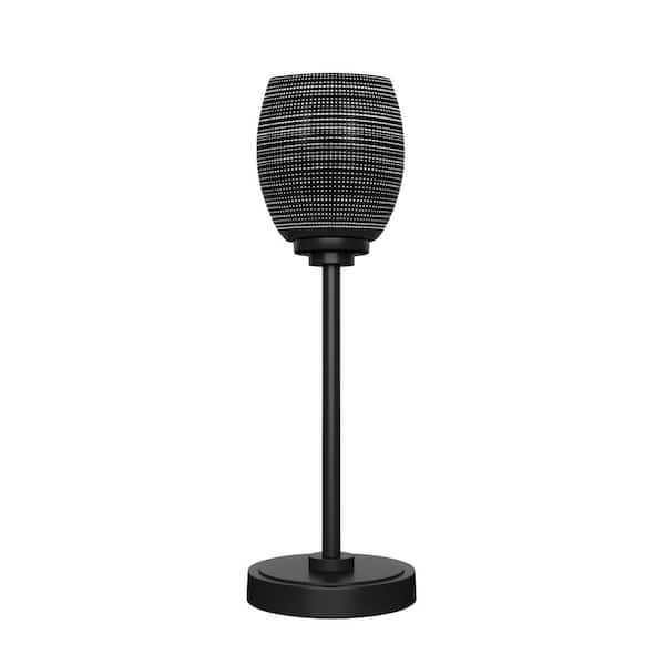 Unbranded Quincy 17 in. Matte Black Accent Lamp with Black Matrix Glass Shade