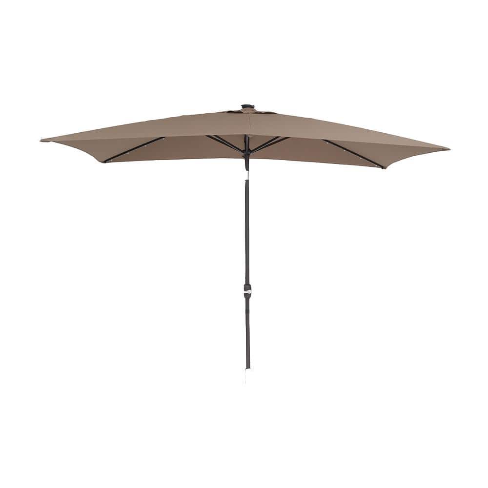 10 ft. x 6.5 ft. Mental Market Patio Umbrella with LED Light in Topology