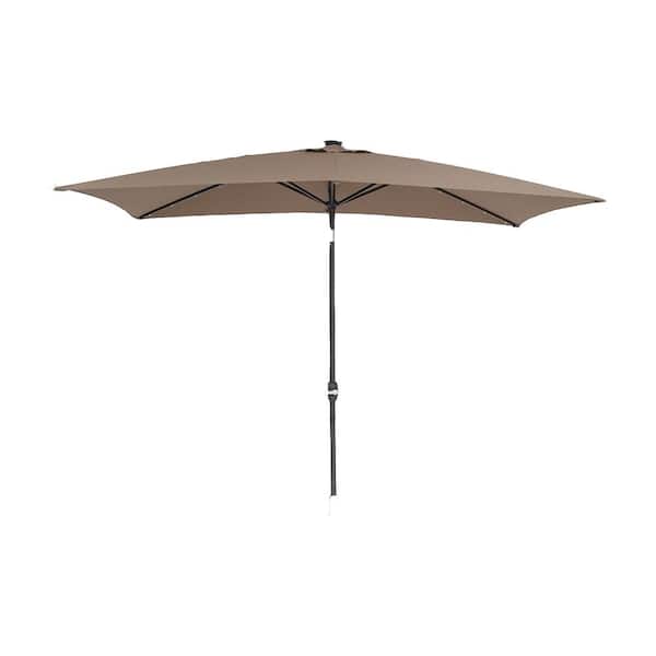 Unbranded 10 ft. x 6.5 ft. Mental Market Patio Umbrella with LED Light in Topology