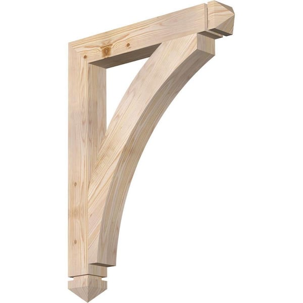 Ekena Millwork 3.5 in. x 34 in. x 26 in. Douglas Fir Thorton Arts and Crafts Smooth Bracket