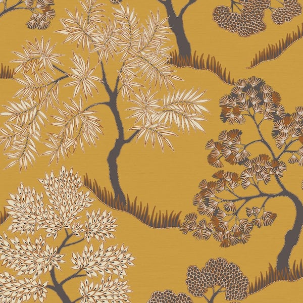 Unbranded Sublime Trees Ochre Wallpaper