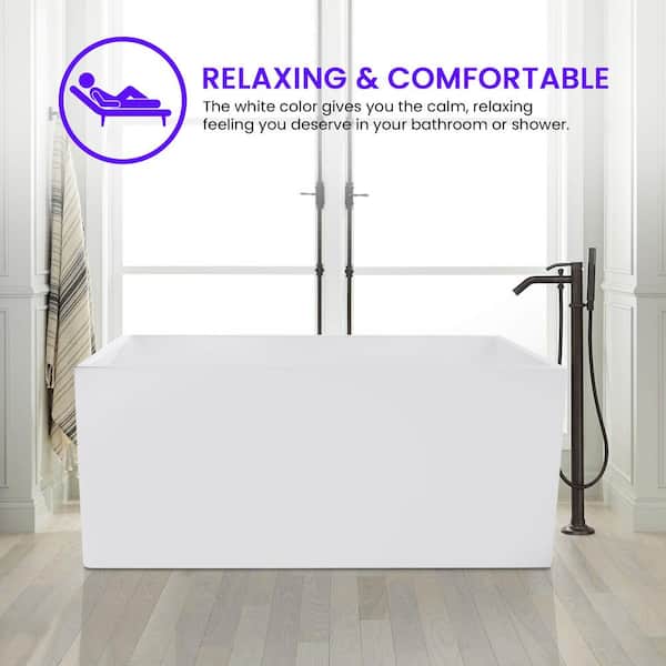 Vanity Art Vannes 47 in. Acrylic Flatbottom Freestanding Bathtub