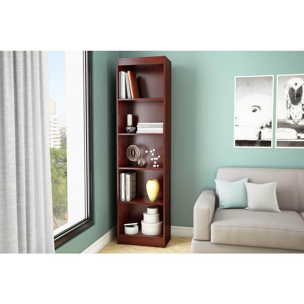 Royal Cherry Adjustable 5-Shelf Narrow Bookcase