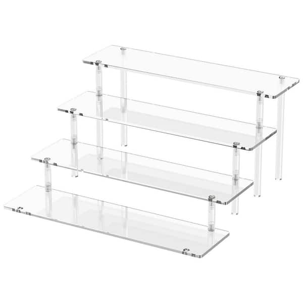 4-Tier Clear Acrylic Cake Stand Display Risers Organizer Shelf for Cupcakes Perfume Dessert Figures Collection