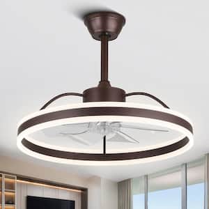 Cotti 24 in. Indoor Brown Modern Smart Ceiling Fan with Lights, 6- Speed 3 Color Ceiling Fan with Remote & Downrod