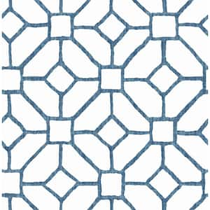 Addis Blue Trellis Matte Non Woven Wallpaper Sample