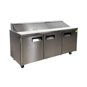 70.6 in. 15.5 cu. ft. Commercial NSF Top 2-Door Sandwich Prep Table ESP72 in Stainless Steel