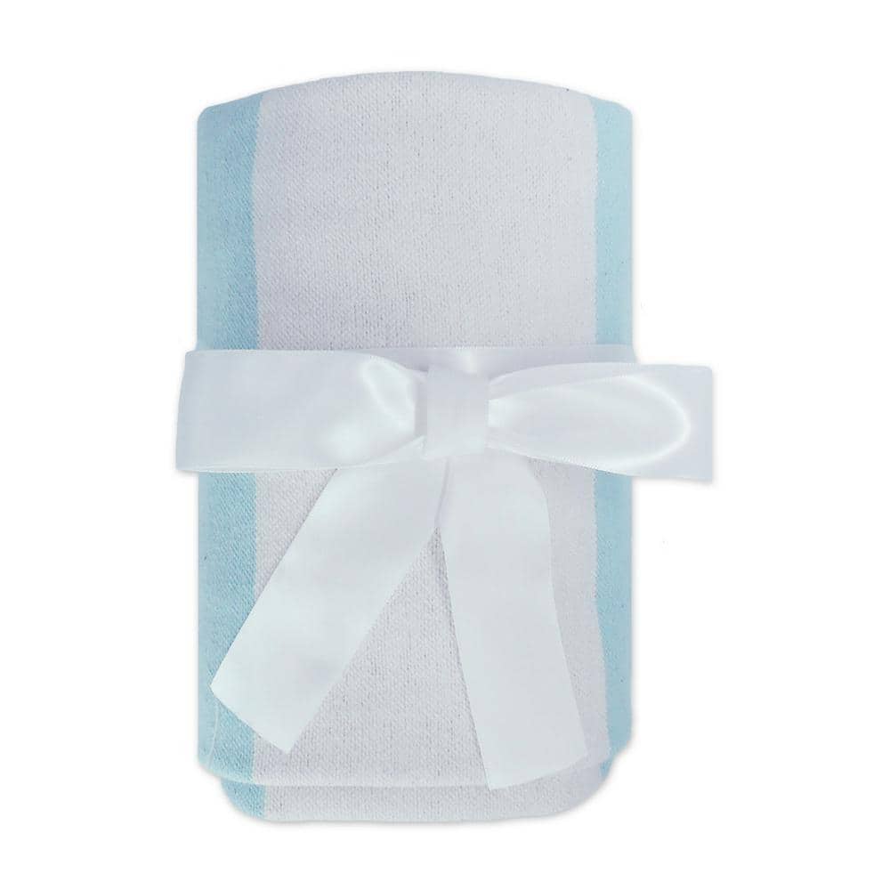 Corydalis Blue and White Striped Cotton Throw Blanket with Tassels