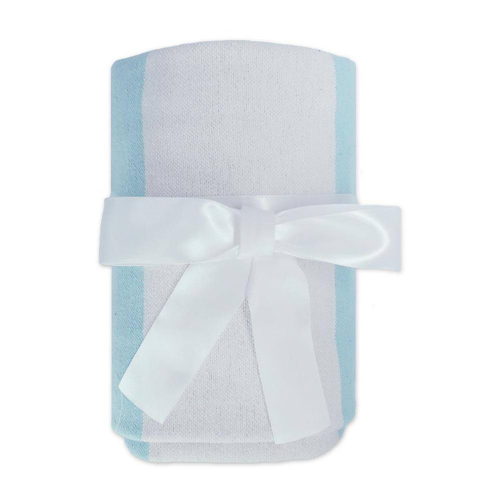 Corydalis Blue and White Striped Cotton Throw Blanket with Tassels