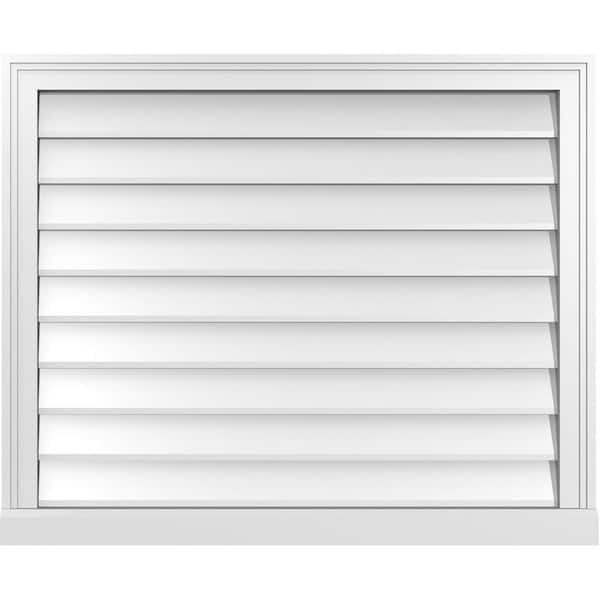 Ekena Millwork 34" x 28" Rectangular White PVC Paintable Gable Louver Vent Non-Functional