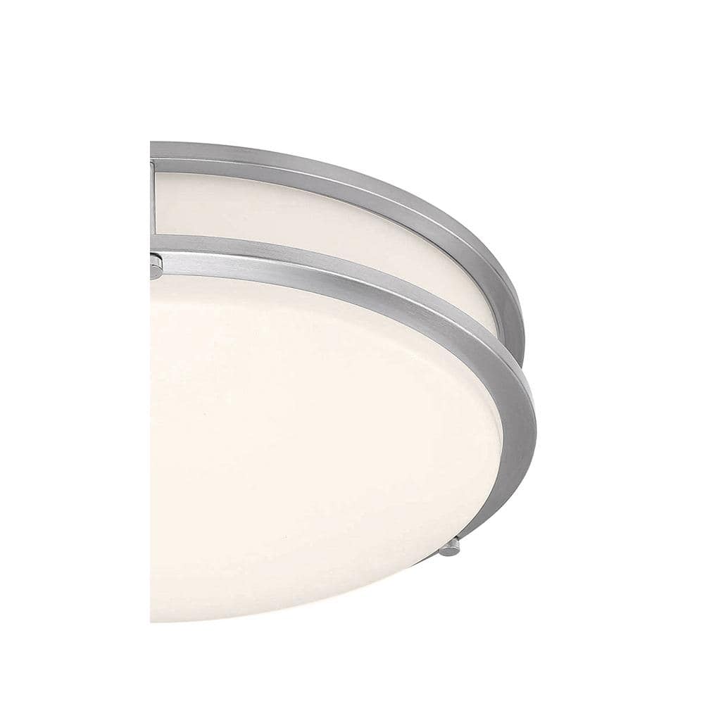 Solero II 14" Brushed Steel Glass LED Flush Mount