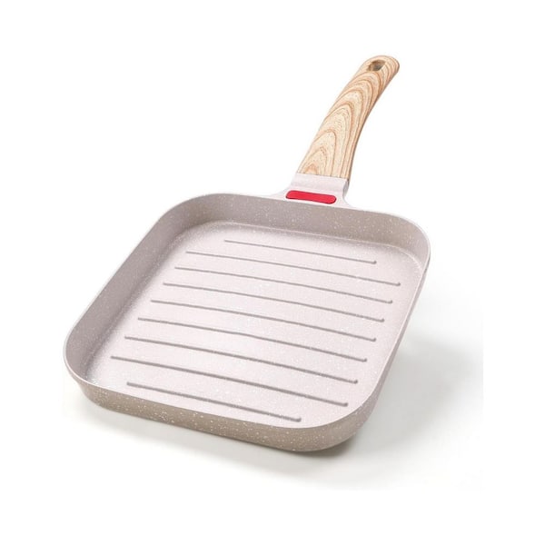 Nonstick Grill Pan 7.5 in. Aluminum Indoor Skillet for Steak and Vegetables, Induction Safe, PFOA Free