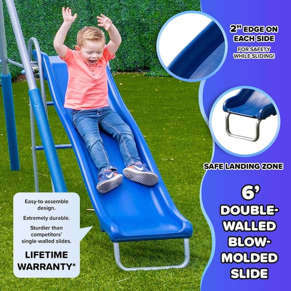 SPORTSPOWER Super Surfer Metal Swing Playset with Slide, Skyflyer