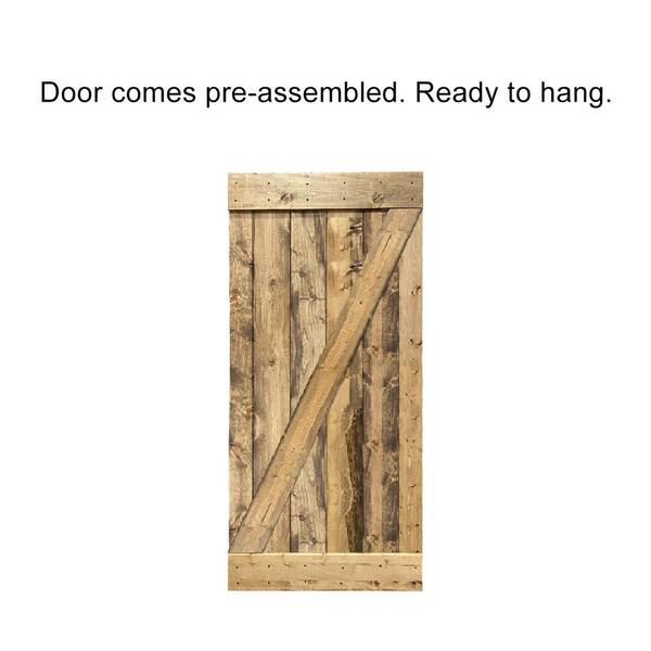 Calhome Z Bar 48 In X 84 In Pre Assembled Weather Oak Stained Wood Interior Double Sliding Barn Door With Hardware Kit Swd11 Ab 79 2 Dr Asm B24s 2 Cnnt Ab The Home Depot