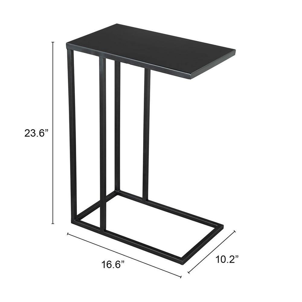 Black Powder-Coated Metal Rectangular Side Table